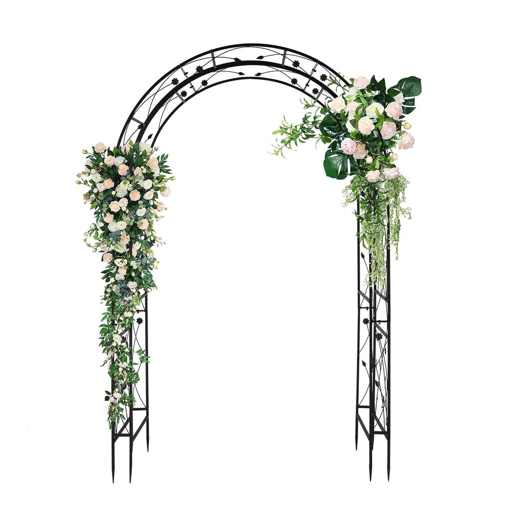 VINGLI Garden Arbor, Arch for Wedding Ceremony Party, Christmas Garden Decor Steel Garden Trellis for Plant Climbing, Pergola for Garden, Backyard, Lawn (Black-59x84)
