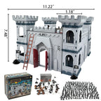 Plustopoy Medieval Castle Knight Toy Soldier Army Figurines, DIY Assembled Cavalry, Arrow Tower,8 Knights and 8 Horse, 36 Soldiers, Simulated Siege War of Attack Castle Toy for Boys