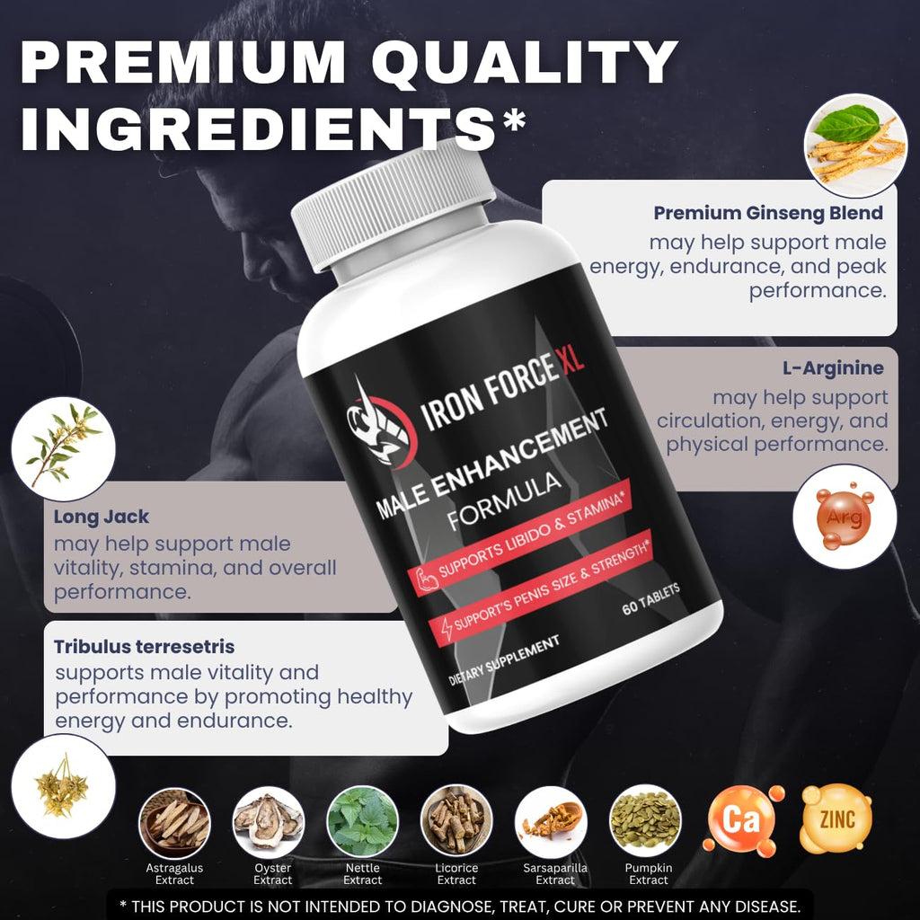 SuppNature Iron Force XL Pills for Men, Iron Force XL Supplement Male Support Formula*, 60 Count