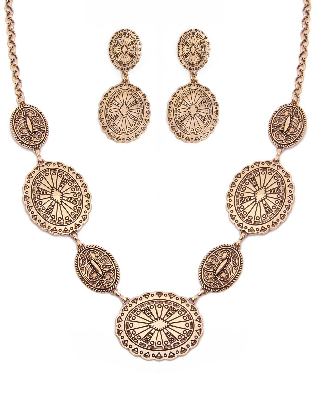 TOPACC Western Jewelry Set for Women Metal Vintage Western Necklace with Earrings Cowgirl Jewelry‌ for Country Concert Outfit