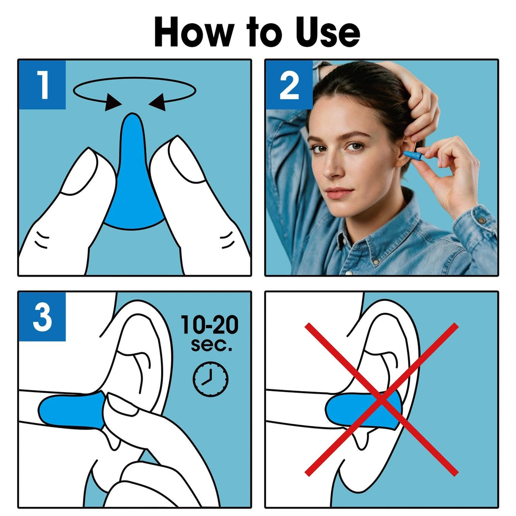 AZEN 600 Pairs Ear Plugs, NRR 32dB Soft Foam Ear Plugs for Sleeping Noise Cancelling, Earplugs for Concerts Shooting Swimming Noise Reduction,Individually Wrapped (Lake Blue)