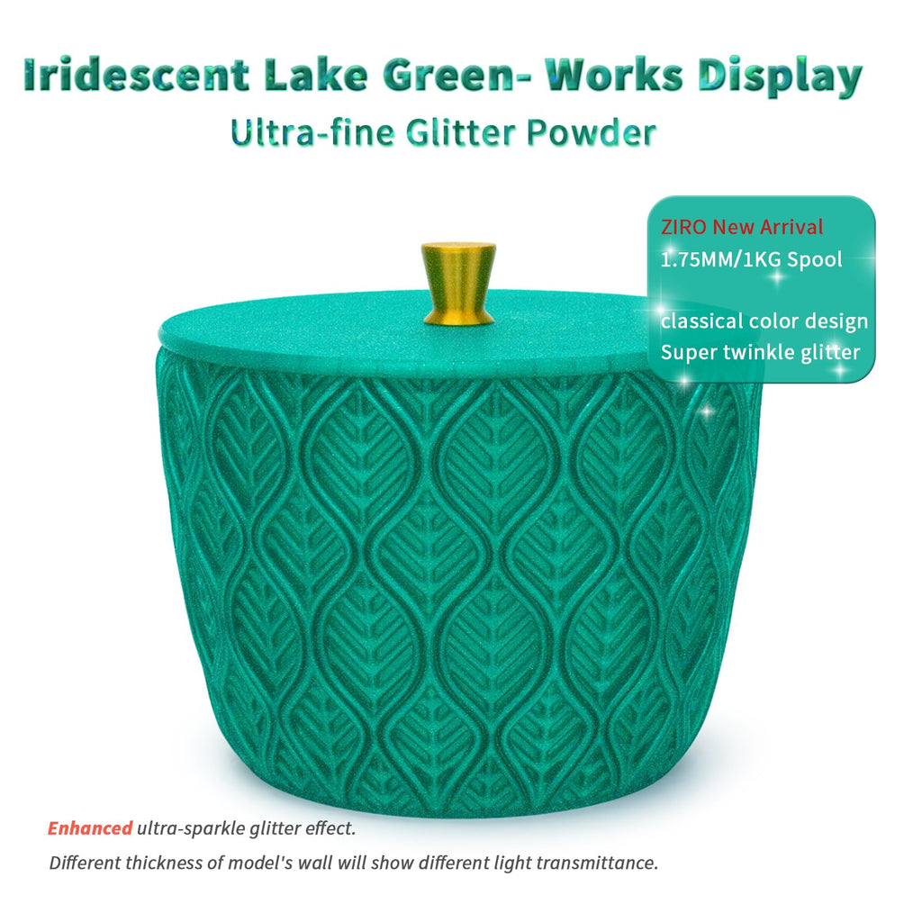 ZIRO PLA Filament 1.75mm, Iridescent PLA Series, Sparkle Glitter with Colorful Base, Twinkling 3D Printing Material,1kg Spool, Dimensional Accuracy +/-0.03mm, Fit Most FDM 3D Printers, Lake Green