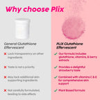 PLIX Glowy Skin 500mg Glutathione Supplement with Hyaluronic Acid, Vitamin C, E & Berries | 90 Effervescent Tablets, Strawberry Flavor