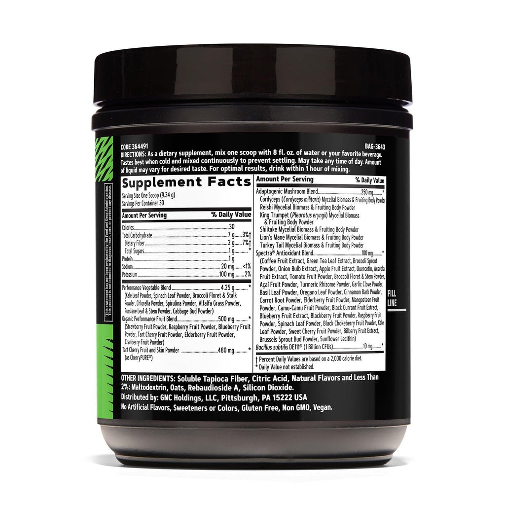 GNC AMP Amplified Greens Superfoods Performance Blend - Vegan Athlete Superfood Drink - Blueberry Pomegranate - 9.9 Oz (30 Servings)