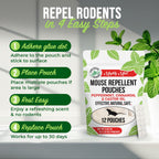 Mighty Mint Mouse Repellent Pouches – Peppermint, Castor Oil & Cinnamon Formula – Natural Indoor Deterrent for Mice and Rodents – Plant-Based, Long-Lasting Protection – 12 Count