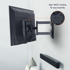 Amazon Basics Full Motion Articulating TV Wall Mount, with Swivel and Tilt, for 26" to 55" TVs and Flat Panels up to 80 Lbs, VESA Compatible, Single Stud, Black