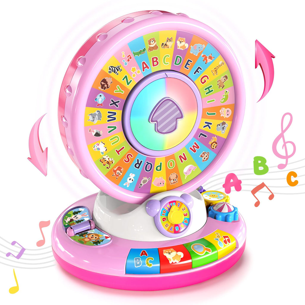 Toys for 1 2 3 Year Old Girls, Spin & Sing ABC Alphabet Learning Zoo with Lights & Sounds, Musical Educational Toy for Toddler 1-3, Christmas 1st Birthday Gifts for Baby Kids Age 12-18 Months+