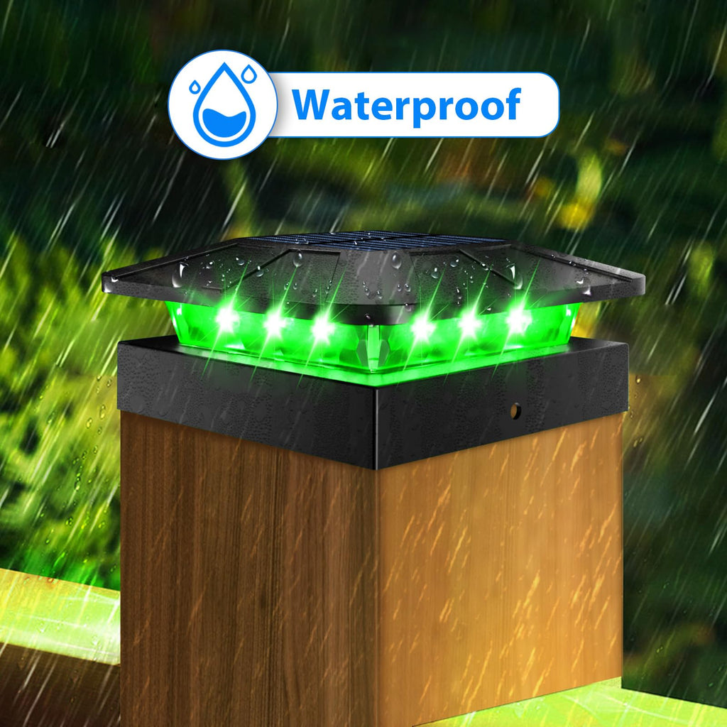 Peasur 4x4 Post Solar Lights RGB Color Changing, 2 Pack Post Cap Light Fits 4×4/3.5×3.5 Wood/Vinyl Posts, Waterproof Fence Top Lighting for Wood/Vinyl Posts for Outside Deck Mailbox Porch Railing