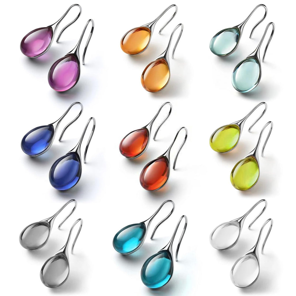 Dangle Earrings for Women Trendy Silver Teardrop Drop Colorful Jewelry Set