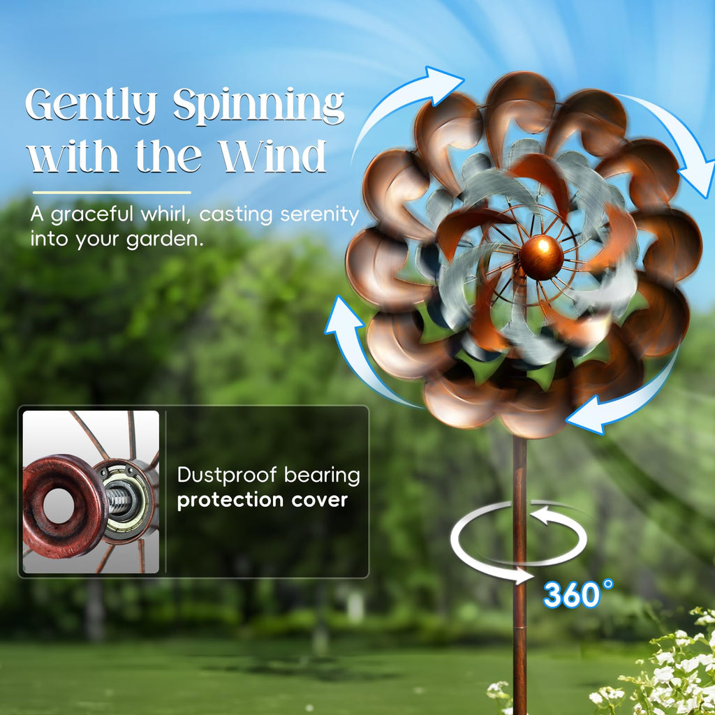 Pure Echo Large Wind Spinners Outdoor - 84" H Kinetic Metal Garden Decor