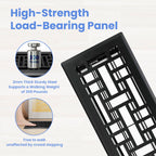 Howeall 4x12 Inches Heavy Duty Walkable Floor Register Easy Adjust Air Supply Lever Floor Vents - Seattle Design - Vent Cover for Home Floor - Matte Black