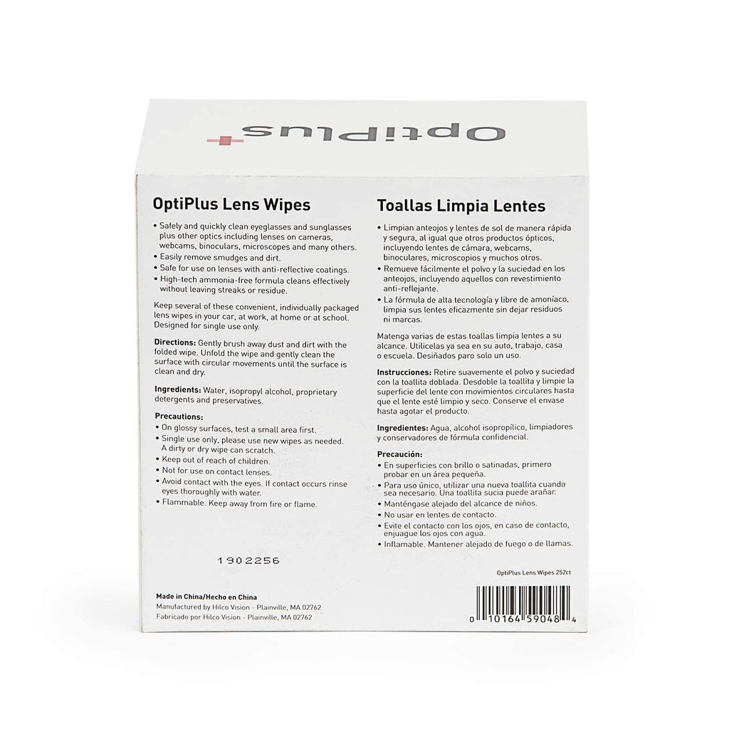 OptiPlus Eyeglass Lens Wipes l Pre-Moistened l Cleaning Wipes for Glasses, Smart Phones, Optical Lens, Goggles, and Watch Screen l Quick-Dry & Scratch-Free | 252 Count (504 Count (Pack of 1))