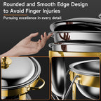 Chafing Dishes for Buffet, 4 Pack 5QT Round Stainless Steel Chafing Dish Set for Home Parties, Christmas Gatherings, Catering Events Complete Buffet Warmer Set (Golden 4)