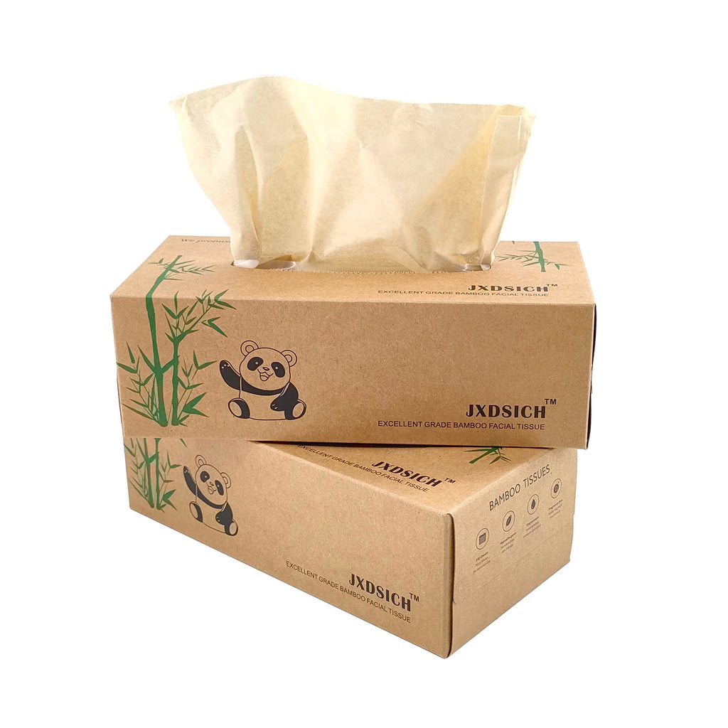 JXDSICH Bamboo Facial Tissues，soft nature bamboo facial tissue,100% virgin bamboo,Bulk carton of 8 boxes (100 Tissues per boxes,800 Tissues Total) | kraft paper Box, 3 Ply tissues