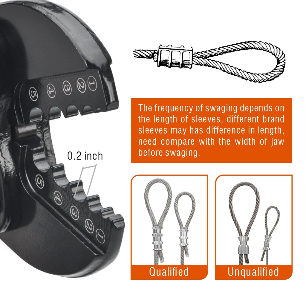 iCrimp Wire Rope Crimping Tool, Wire Rope Swager, Fishing Lines Crimping, for 1/64-inch to 3/16-inch Aluminum Oval Sleeves, Stop Sleeves, Loop Sleeves and Ferrules