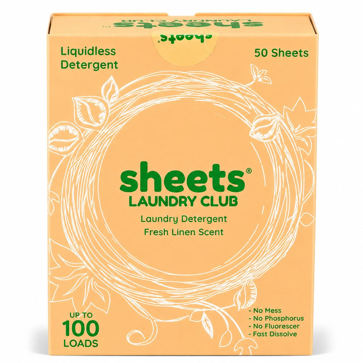Sheets Laundry Club Detergent Sheets, Fresh Linen, up to 100 Loads
