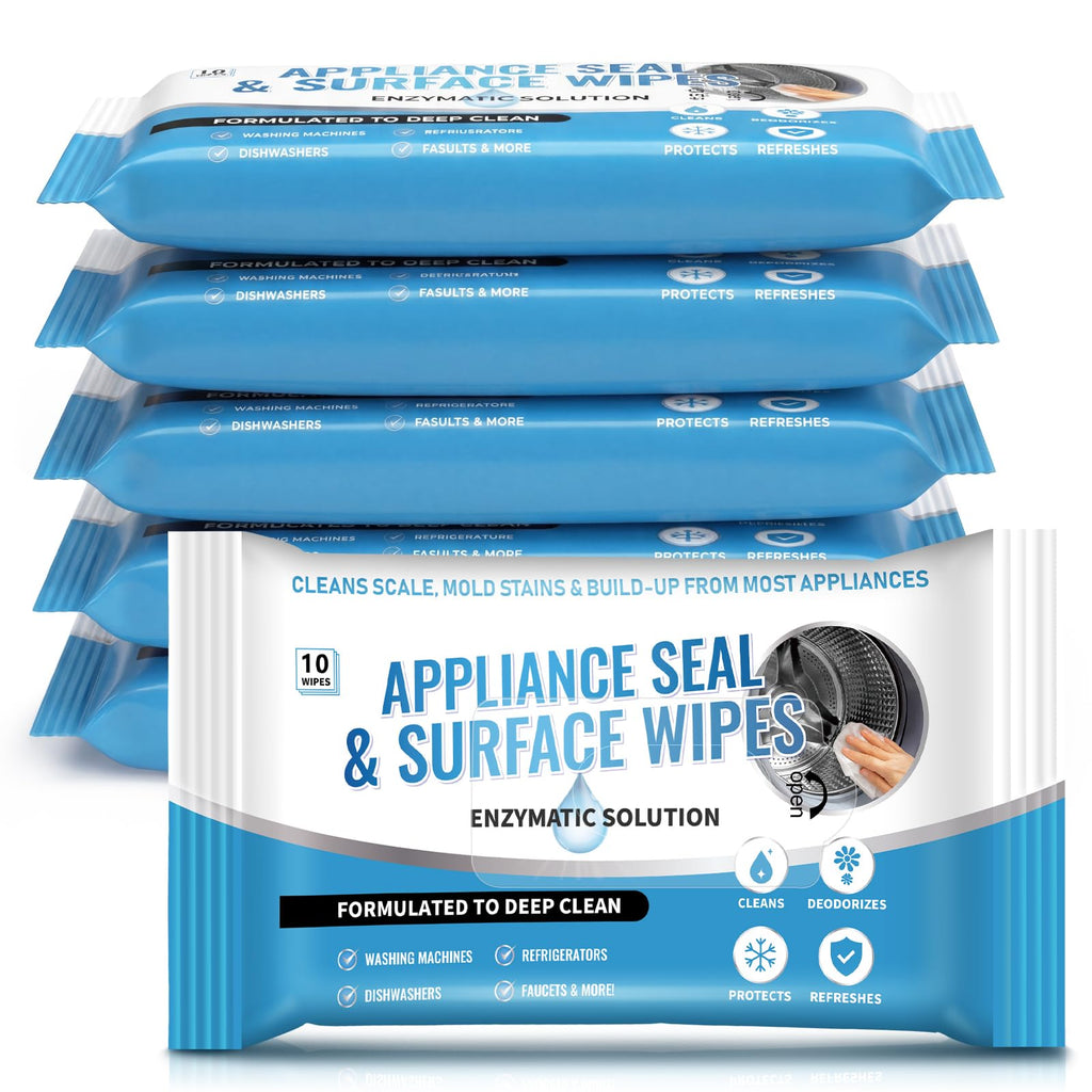 6 Pack 60 Pcs Home Appliance Surface Cleaner Wipes Heavy Duty Wipes for Cleaning Front Loading Washing Machine, Dryer Stainless Steel Refrigerator, Glass Cooktop, Microwave, Dishwasher, Counter