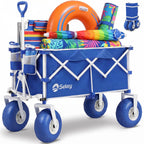 Sekey Heavy Duty Beach Wagon with 9" Big Sand-Proof Wheels – 600lb Capacity, 200L Oversized Foldable Cart | Adjustable Handle & All-Terrain Tires for Sand, Camping