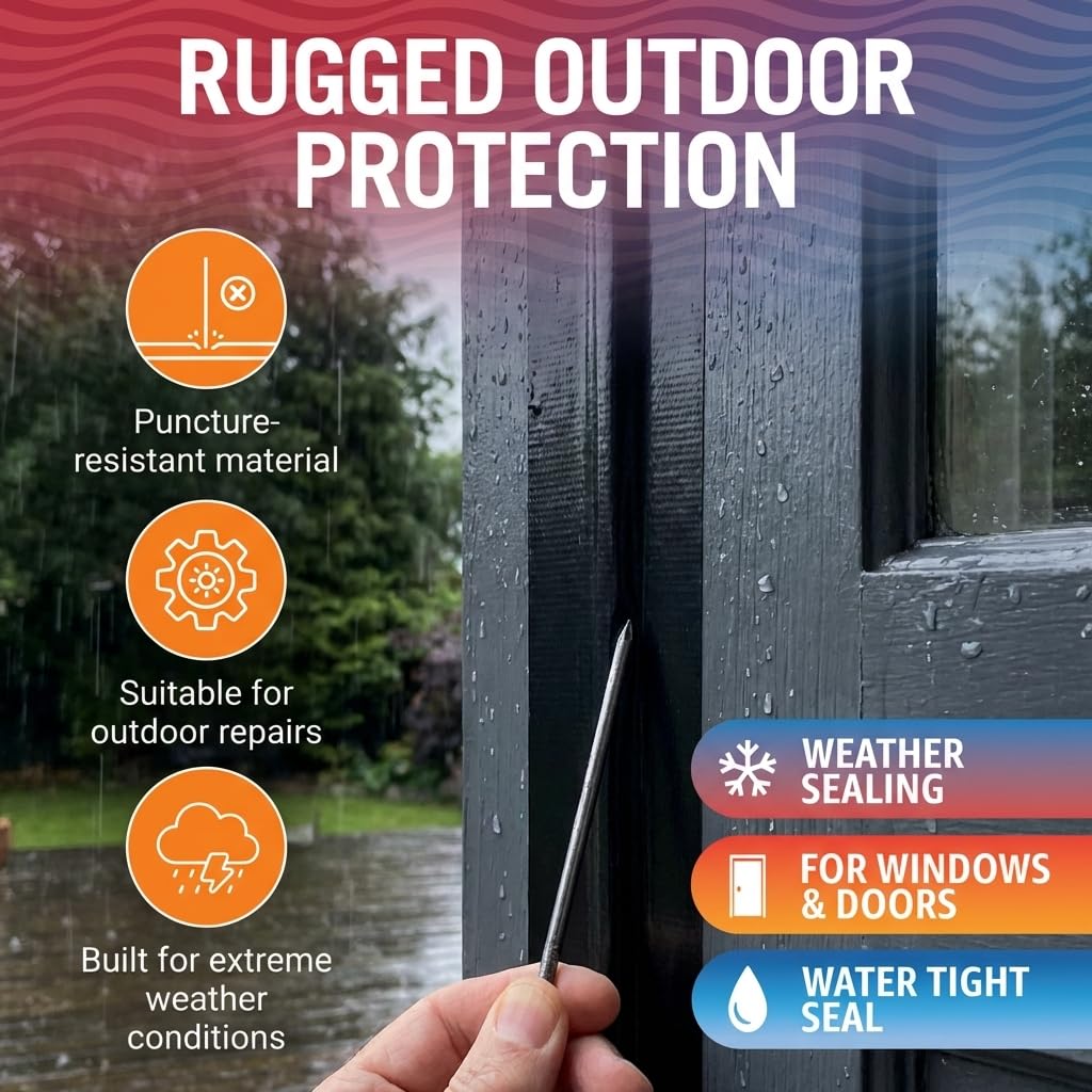 Window Sealing Tape Black 2-Pack, 2 Inch x 100 FT Per Roll, Weather Seal for Windows, Doors and AC Units, Waterproof UV Resistant, Damage-Free Removal - Better Boat