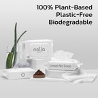 Nolla Flushable Wipes, 100% Plant-Based, Plastic-Free and Biodegradable - For Adults and Kids - Unscented + Soothing Aloe and Vitamin E 360 Count (6 Packs of 60)