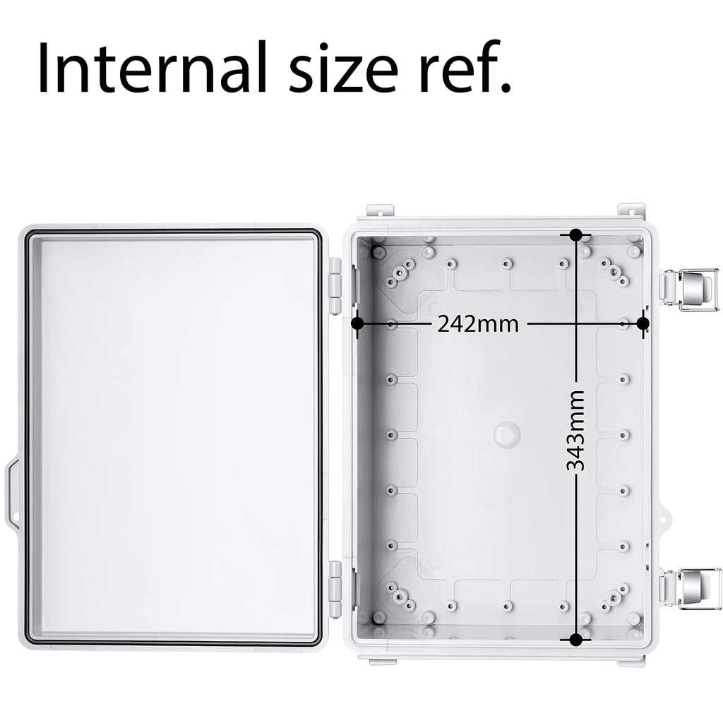 Gratury Junction Box, IP67 Waterproof Plastic Enclosure for Electrical Project, Hinged Grey Cover, Includes Mounting Plate and Wall Bracket (Grey Cover, 14.6"×10.6"×5.9")