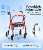 Walkers for Seniors, Z11 Rollator Walker with Seat, Max 380 lbs, Avant Walkers with Ergo Seat & Backrest, Foldable Rollator Adjustable Height, All Terrain Walker, Lightweight