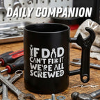 Onebttl Coffee Mug With Wrench Spanner Handle - Dad Gifts From Daughter and Son, 13.5oz Funny Ceramic Mug for Father's Birthday, Father's Day, Christmas - Dad Can Fix