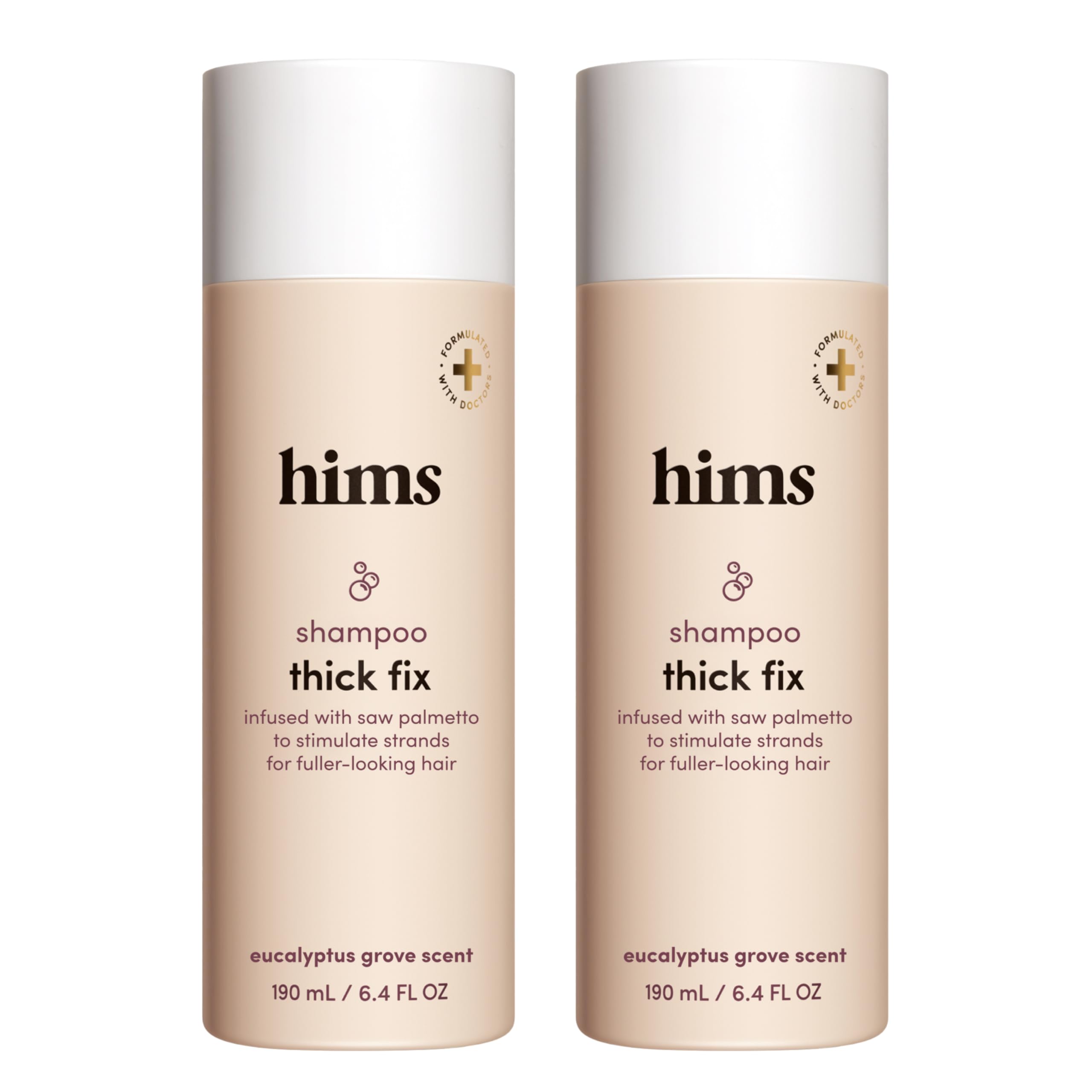 hims Thick Fix Hair Thickening Shampoo for Men, 2 Pack - Hair Loss Shampoo with Saw Palmetto and Niacinamide - No Parabens or Sulfates, Vegan and Cruelty Free - Eucalyptus Grove - 2 x 6.4 fl oz
