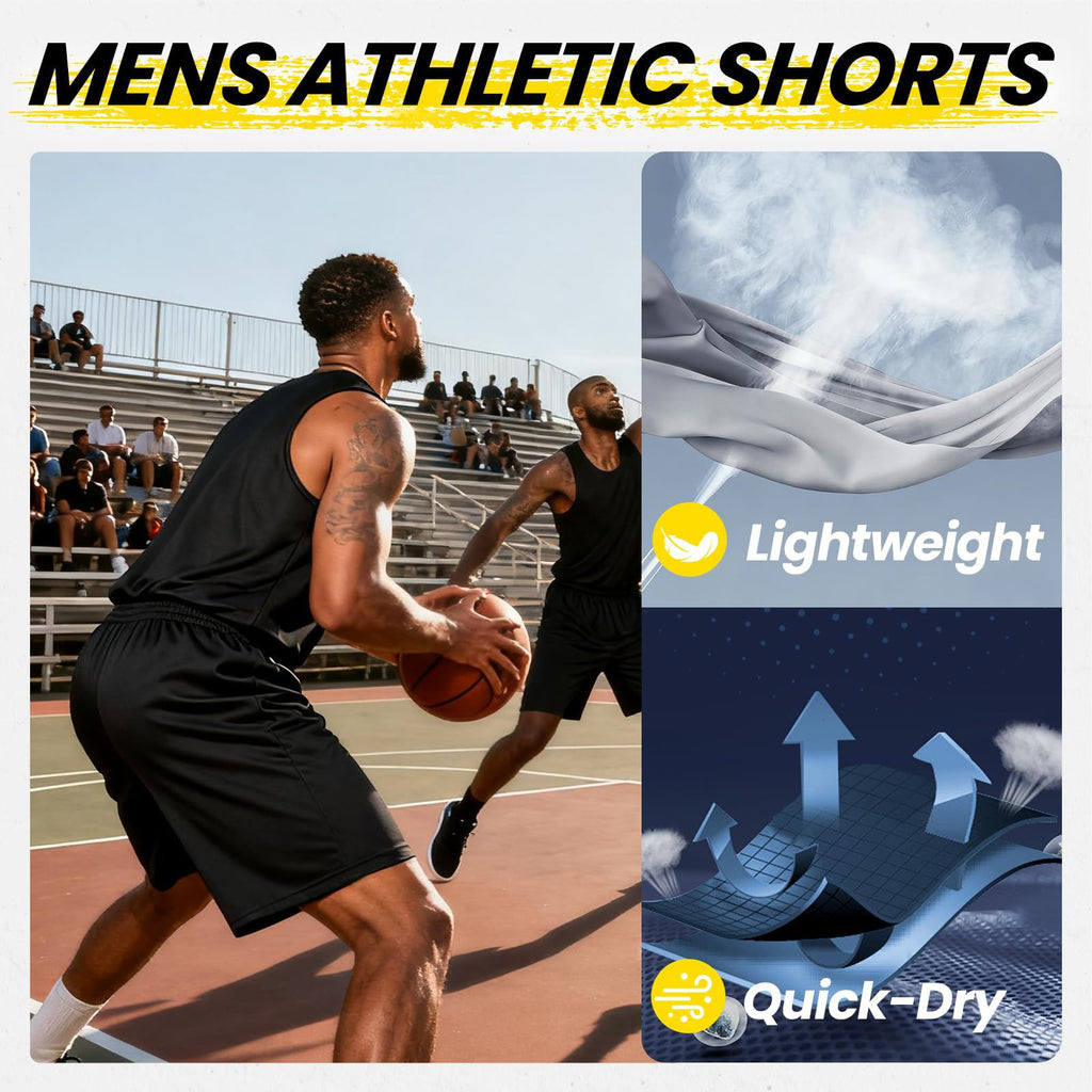BALENNZ Mens Athletic Shorts with Pockets Quick Dry Workout Shorts Men5BL