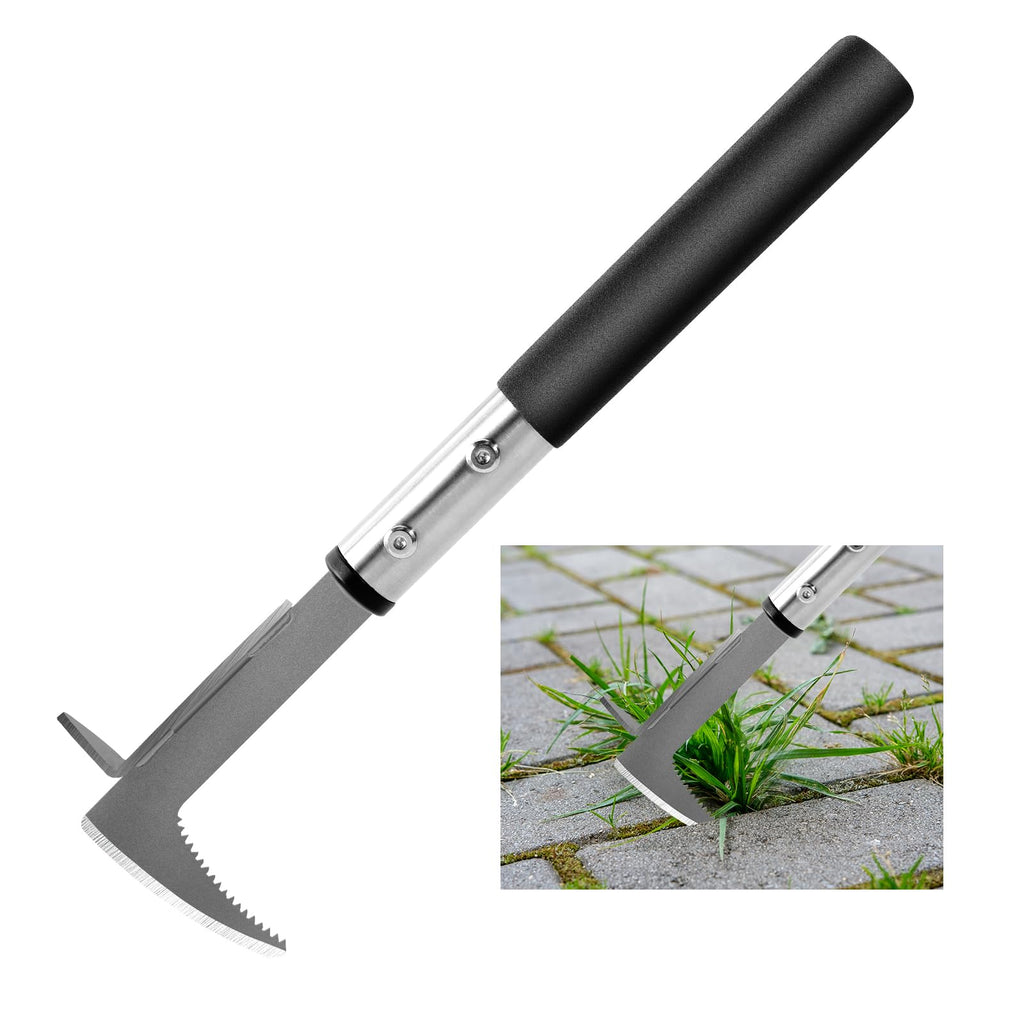 BARAYSTUS Crack Weeder, Stainless Steel Manual Crevice Weeding Tool,13" Weed Grabber Remover, L-Shaped Manual Weeder Puller, Durable Crevice Weeding Tool for Sidewalk Garden Patio Lawn