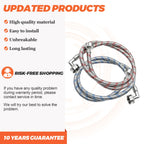 6FT Washer Stainless Steel Hoses with 90 Degree Elbows by Beaquicy - Burst Proof 3/4" FHT Standard Thread - 2 Pack Red and Blue Braided Hoses for Hot and Cold Water Supply - 10 Year Warranty