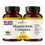 Complete Magnesium Complex 500mg for Women & Men | 240 Capsules | 6 in 1 Mag Supplement with Zinc | Quality Sleep & Muscle Health | Glycinate, Citrate, Malate, Oxide, Aspartate, Lysinate Glycinate
