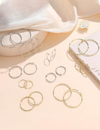 CASSIECA 10 Pairs Clip On Hoop Earrings for Women Fake Earrings Gold Silver