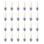 Meconard 24 Pack LED S14 Replacement Light Bulbs, Shatterproof Outdoor 1 Watt to Replace 11Watts String Incandescent Bulb, E26 Regular Medium Screw Base, 2200K Warm White, Non-Dimmable
