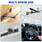 9Pcs Dusters for Cleaning Kit, Extendable Microfiber Duster Tools with 100" Long Pole, Retractable Gap Bendable Dust Cleaner, Reusable Washable Cleaning Supplie for Ceiling Fan Furniture Cars and Home
