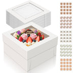 15 PCS Cake Boxes 10 Inch, 10x10x5 Inch Cake Box, 10 Inch Cake Box with Window, White Bakery Boxes, Large Baking Boxes, Cajas Para Pasteles, 10x10 Cake Boxes for Birthday, Wedding, Party, Business