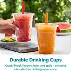 GUSTO [16 oz. - 100 Count Clear Cups with Flat Lids & Straws - Disposable Clear Drinking Cups for Iced Coffee, Cold Drinks, Milkshakes, and Smoothies - Formerly Comfy Package