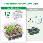 Bonviee Seed Starter Trays with 12-LED Grow Lights, Clear, 5 Pack