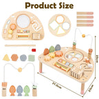 Vanplay 8 in 1 Wooden Activity Table, Montessori Toys for 2 Year Old Gift