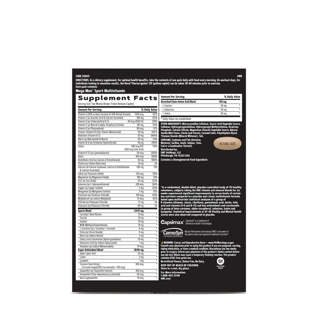 GNC Men's Ripped Clinically Studied Multivitamin Blend, Lean Muscle Support, Non-Stimulant Formula, 30 Servings