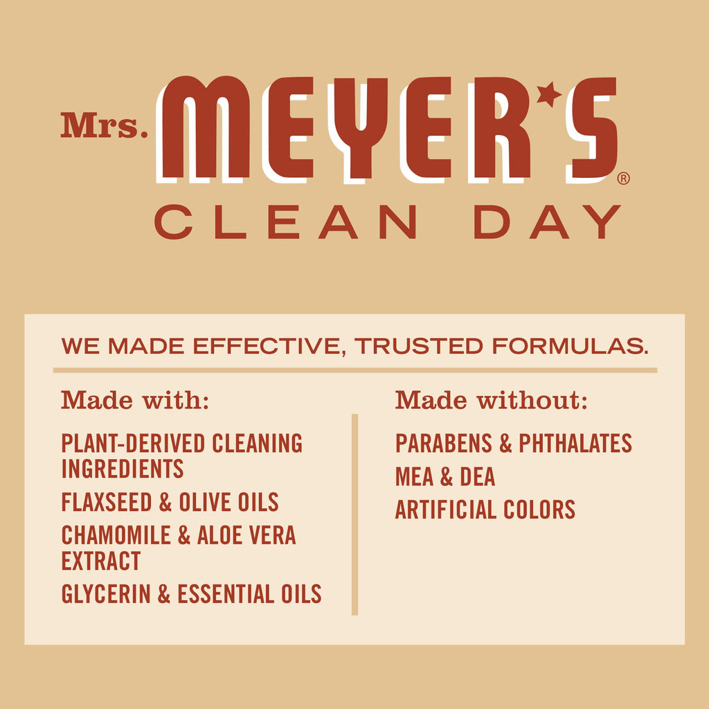 MRS. MEYER'S CLEAN DAY Moisturizing Body Wash for Women and Men, Shower Gel Formula Made with Essential Oils, Oat Blossom, 16 oz Bottle, Pack of 3