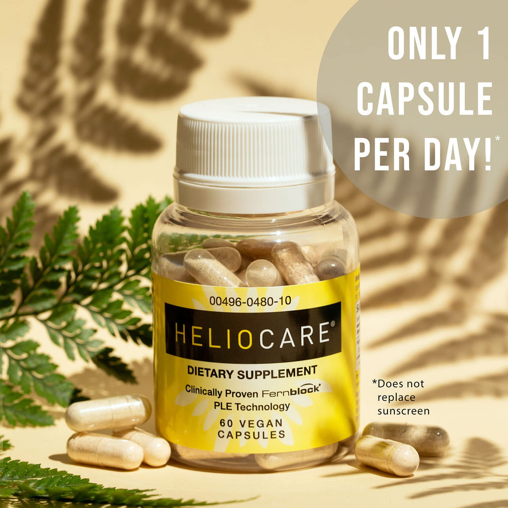 Heliocare Skin Care Dietary Supplement: 240mg Polypodium Leucotomos Extract Pills - Antioxidant Rich Formula with Fernblock and PLE Technology - 60 Veggie Capsules