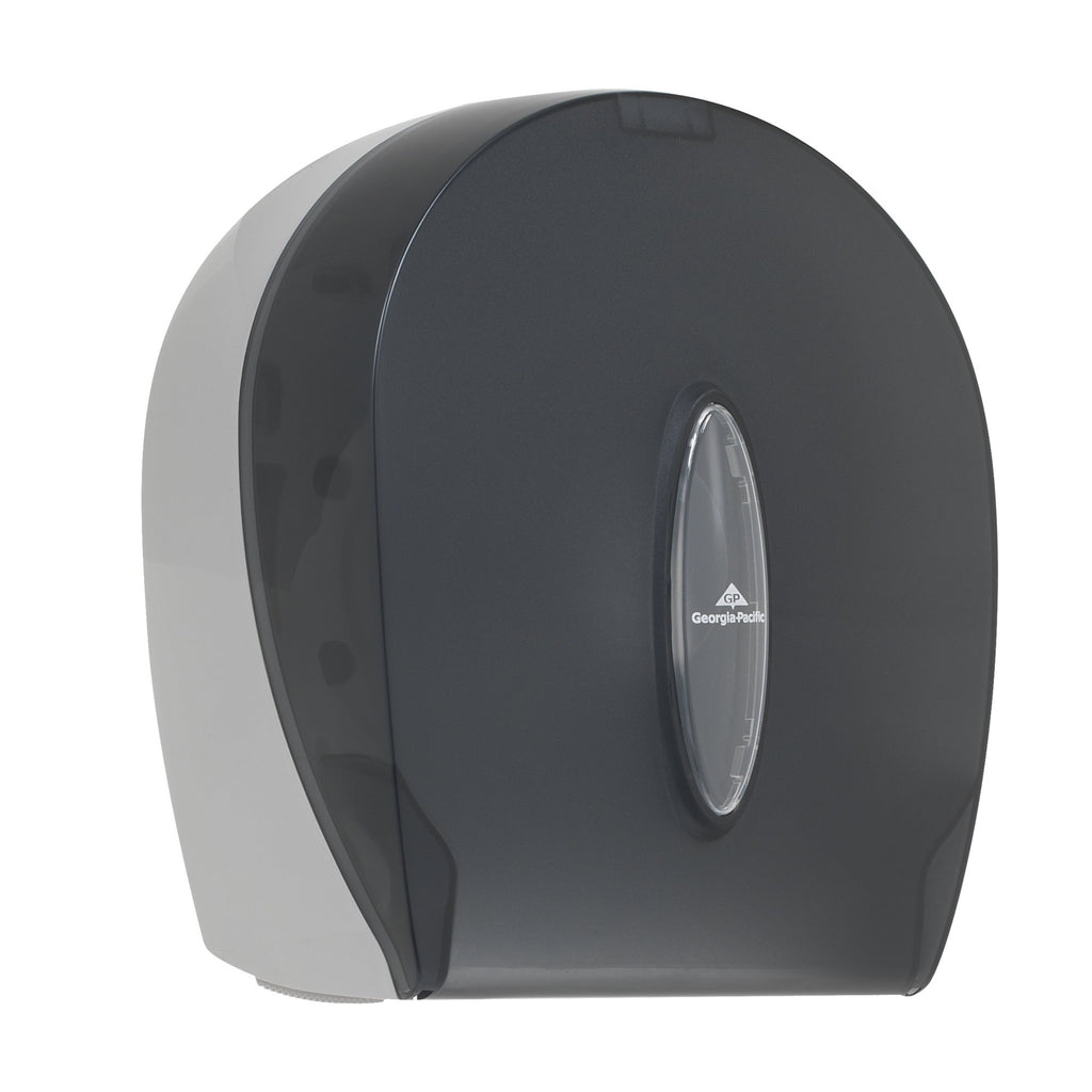 Georgia-Pacific Single-Roll Jumbo Toilet Paper Dispenser by GP PRO (Georgia-Pacific), Translucent Smoke, 59009, 10.610" W x 5.390" D x 11.290" H