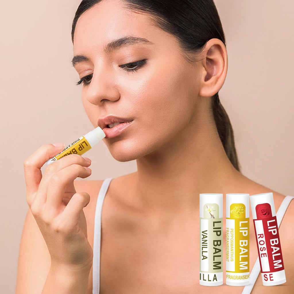 DMSKY 60 Pack Lip Balm, Natural Lip Balm Bulk, Moisturizing Lip Balms with Vitamin E and Coconut Oilfor Chapped Lips-12 Flavors