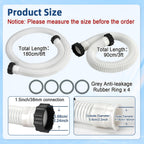 Conderyang 2 Pack 1 1/2 Pool Hose for Above Ground Pools 6ft&3ft Long Pool Pump Replacement Filter Hoses 1.5" EVA Swimming Pool Filter Hose for Filter Pumps, Saltwater Systems and Sand Filters (White)