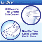 LivDry Incontinence Booster Pads, Use with Adult Diapers for Women and Men, Extra Comfort Softness, Disposable Pad (128 Count, Long Length)