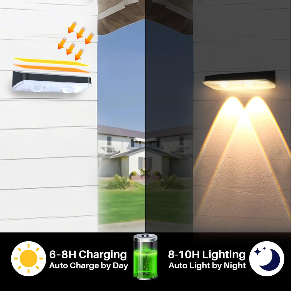 XmnSoly Solar Fence Lights 8 Pack Bright LED Lens Downlights Waterproof 3000K/4000K/6000K 3 Modes Dusk to Dawn Deck Lighting Solar Powered for Step, Porch