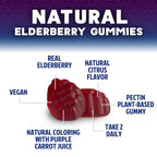 Elderberry Immune Support Gummies - 3X Strength Sambucus Elderberry Gummy with Vitamin C, D3 & Zinc - Nature’s Black Elderberry Extract - Immune Support Supplement for Adults & Kids - 120 Gummies