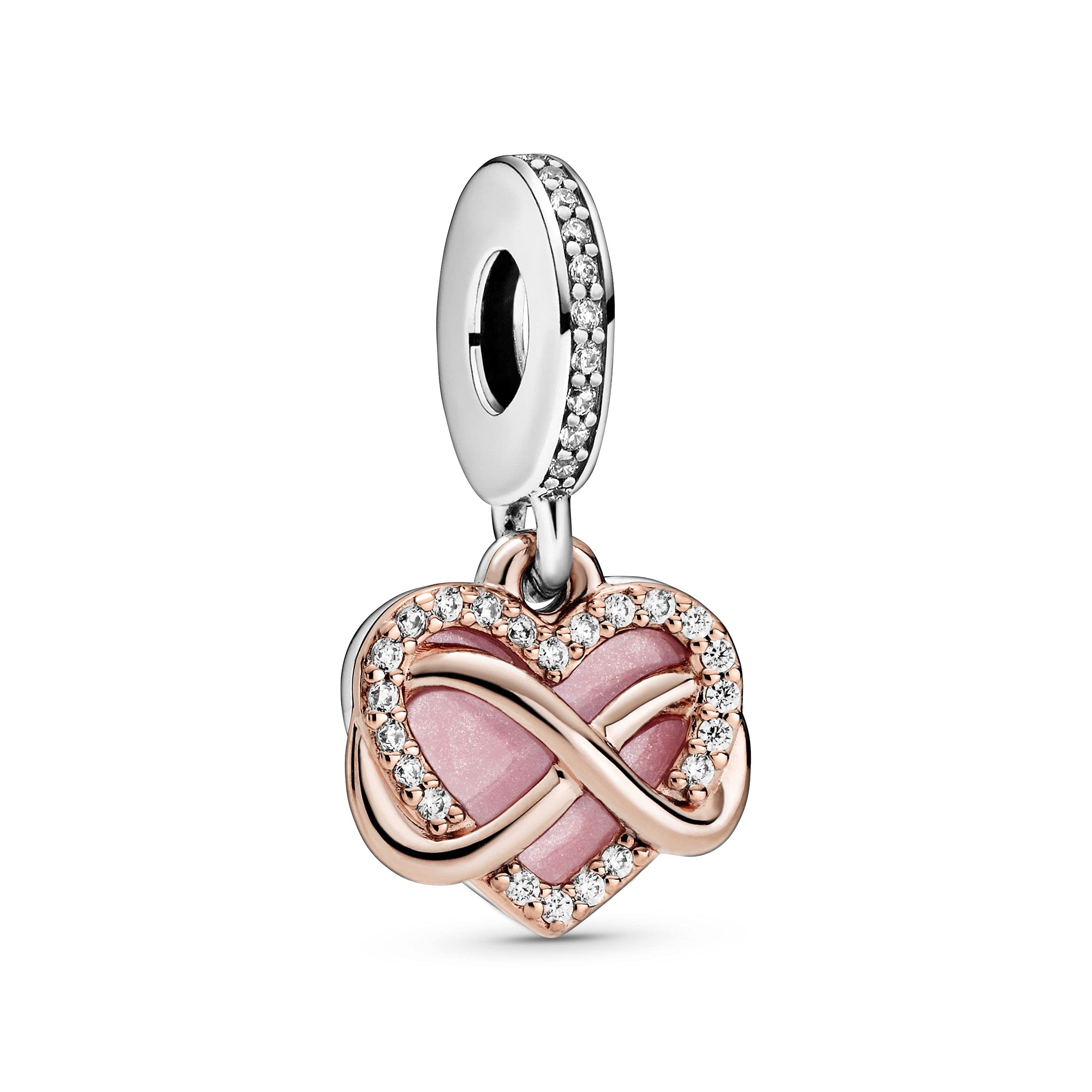 PANDORA Sparkling Infinity Heart Dangle Charm Bracelet Charm Moments Bracelets - Stunning Women's Jewelry - Made Rose, Sterling Silver, Cubic Zirconia & Enamel