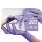 Lilac Nitrile Disposable Gloves - 200 Count - 3 Mil Nitrile Gloves X Small - Powder and Latex Free Rubber Gloves - Surgical Medical Exam Gloves - Food Safe Cooking Gloves